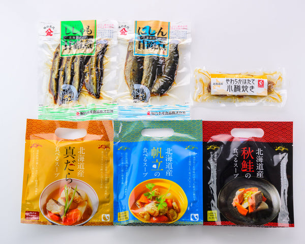 小樽港の海鮮煮物と食べるスープのセット